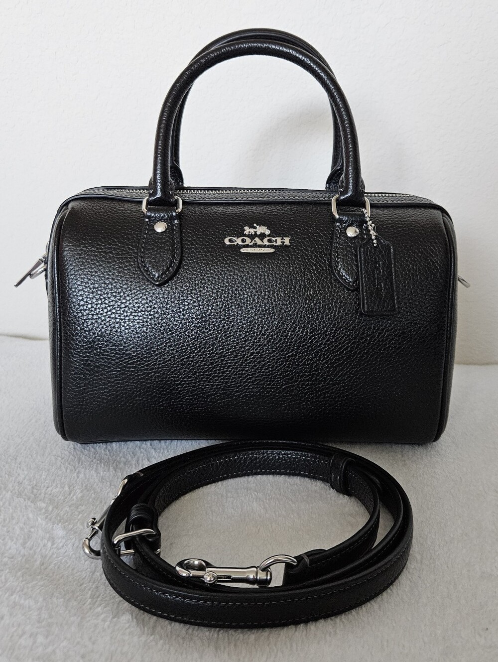 Coach Rowan Satchel Bag - Black With Silver Hardware - Picture 6 of 9